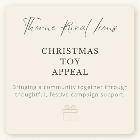 Thorne Rural Lions Christmas Toy Appeal campaign, created to support a community festive donation drive.