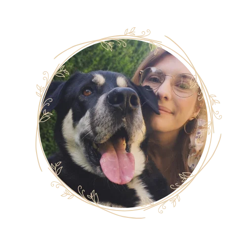 Polka Dot Teapot Studios founder Laura and her dog Aries