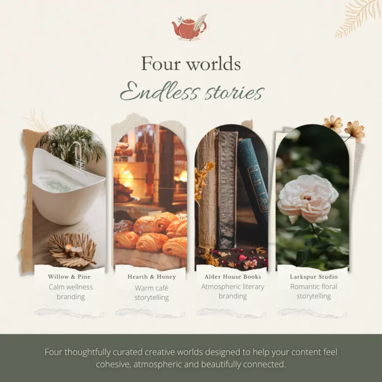 Four themed creative brand worlds included in The Grounded Earth Collection Canva templates