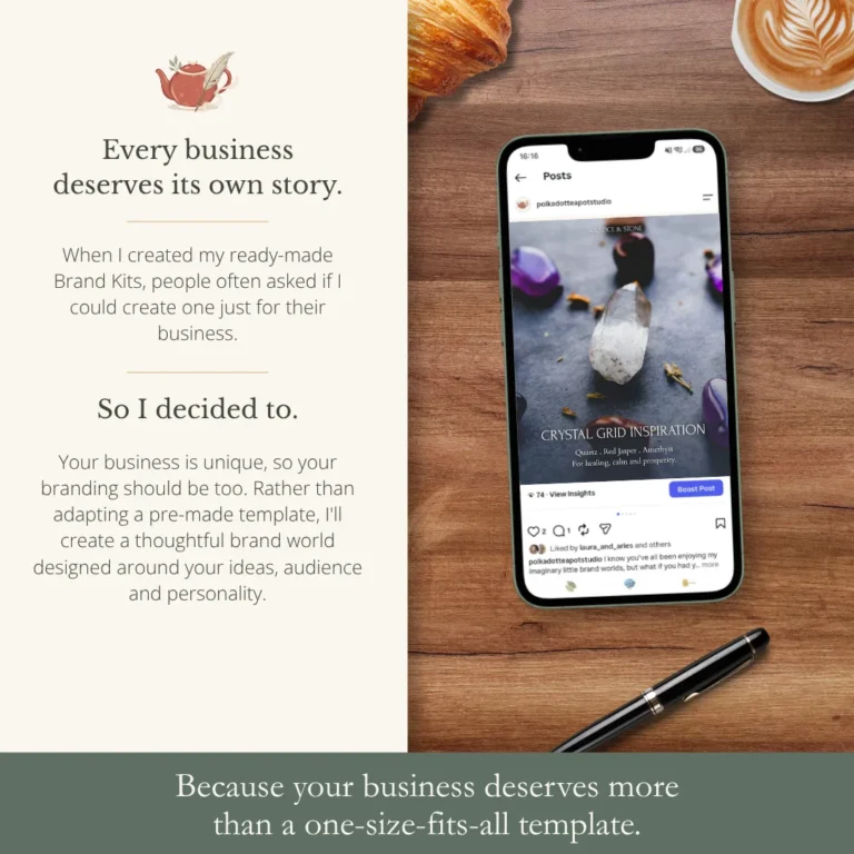 Story behind the Personalised Brand Kit, explaining how custom brand worlds are created around each individual business.