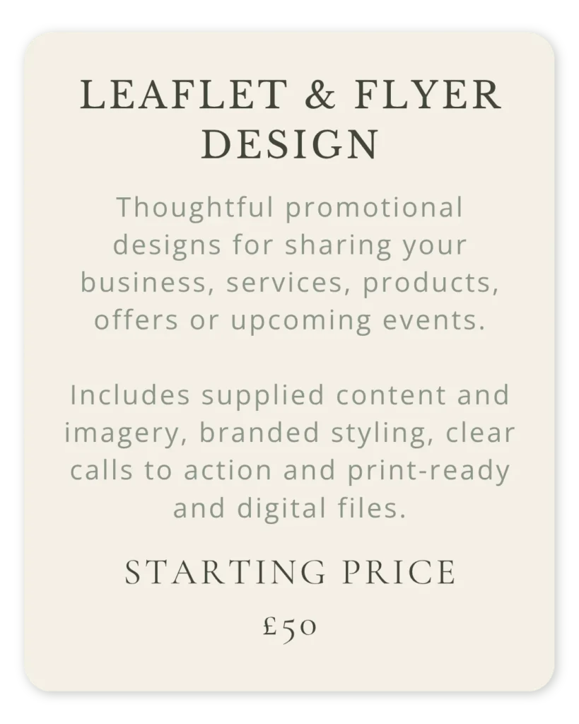 Leaflet and flyer design for promoting a business, services, products, offers or events, starting from £50.