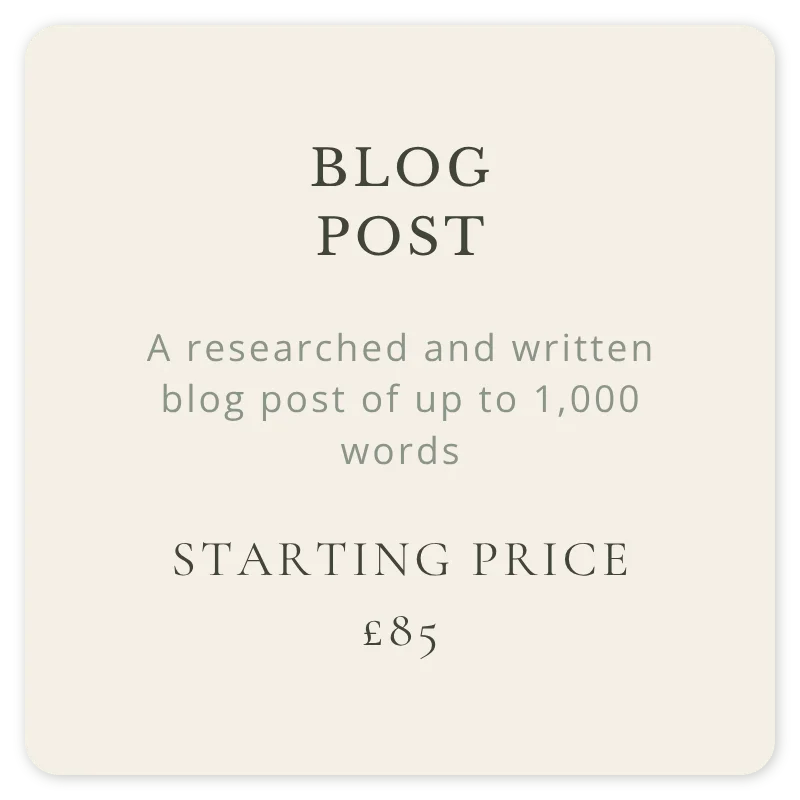Researched and written blog post of up to 1,000 words, starting from £85.